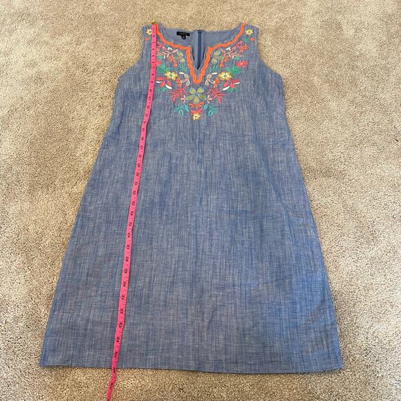 Talbots Women's Sleeveless Light Blue Chambray Dress Linen and Cotton Size 2 - Picture 7 of 9